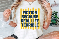 Fiction Because Real Life Terrible Navy Blue Sublimation PNG Product Image 3