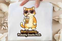 Brain Loading Probably Snacks First PNG, Funny Cat Coffee Product Image 3
