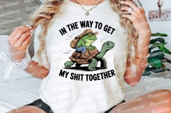 Frog With Hat Riding Turtle Design Humor Sublimation PNG Product Image 3
