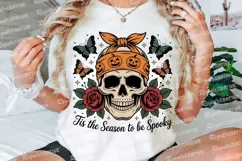 Halloween Skull with Bandana Roses Sublimation PNG Product Image 3