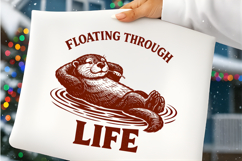 Floating Through Life Funny Otter Vintage Humor Relaxed Product Image 2