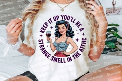 Retro Woman Holding Wine Glass with Text Sublimation PNG Product Image 3