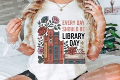 Library Day Books Floral Design Illustration Sublimation PNG Product Image 3