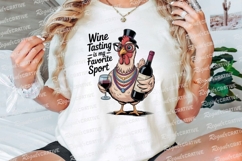 Fancy Chicken Enjoys Wine Tasting Sublimation PNG Product Image 3