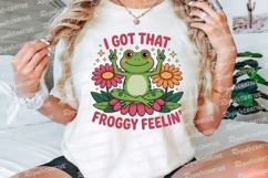 Groovy Frog With Peace Signs And Flowers Sublimation PNG Product Image 3