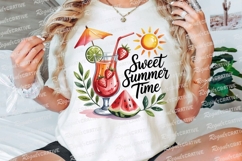 Watercolor Summer Cocktail with Strawberries Sublimation PNG Product Image 2