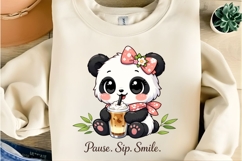 Pause Sip Smile Cute Panda Coffee Lover PNG Design Product Image 5