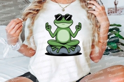 Cartoon Frog Meditating With Sunglasses Sublimation PNG Product Image 3