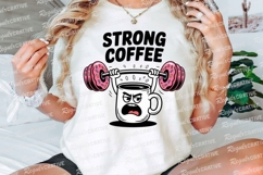 Strong Coffee Donut Barbell Cartoon Graphic Sublimation PNG Product Image 3