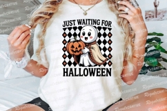Cute Ghost Holding Pumpkin Halloween Sublimation PNG Product Image 3