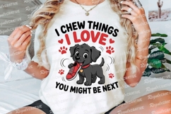 Cartoon Puppy Chewing Red Shoe with Text Sublimation PNG Product Image 3