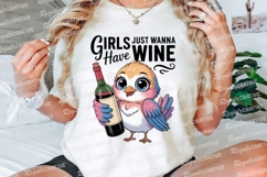 Cute Bird With Wine Bottle Sublimation PNG Product Image 3