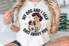 Retro Woman Holding Dog with Text My Dog Sublimation PNG Product Image 3