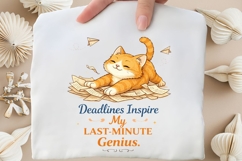 Deadlines Inspire My Last Minute Genius PNG, Funny Cat Product Image 3