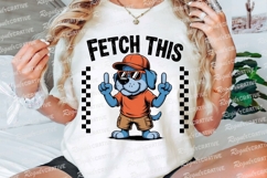Blue Dog Cartoon Fetch This Wearing Sublimation PNG Product Image 3