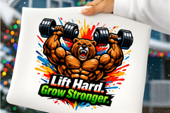 Lift Hard Grow Stronger Bear Gym Motivation Bodybuilder Product Image 2