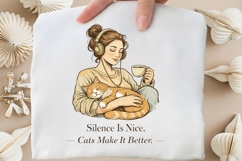 Silence Is Nice Cats Make It Better PNG, Cat Lover Product Image 3