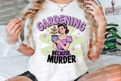 Retro Illustration of Woman Holding Plant Sublimation PNG Product Image 3