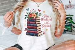 Stacked Books With Flowers And Butterflies Sublimation PNG Product Image 3