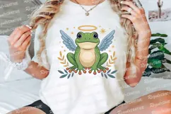 Cartoon Frog With Angel Wings And Halo Sublimation PNG Product Image 3