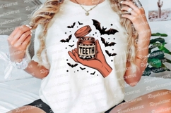 Hand Holding Jar of Teeth with Bats and Sublimation PNG Product Image 3
