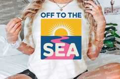 Off to the Sea Retro Design with Sun and Sublimation PNG Product Image 3
