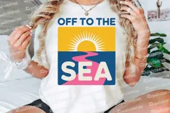 Off to the Sea Retro Design with Sun and Sublimation PNG Product Image 3