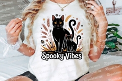 Two Black Cats with Wheat and Spooky Sublimation PNG Product Image 3