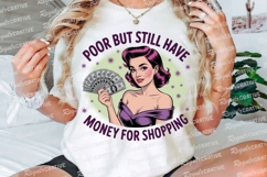 Retro Illustration of Woman with Money and Sublimation PNG Product Image 3