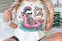 Skeleton on Pink Unicorn Float with Stay Sublimation PNG Product Image 2