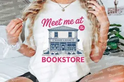 Pink Text Meet Me at the Bookstore Sublimation PNG Product Image 3