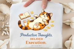 Productive Thoughts Delayed Execution PNG, Funny Lazy Cat Product Image 4
