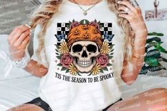 Halloween Skull with Pumpkin Bandana Sublimation PNG Product Image 3