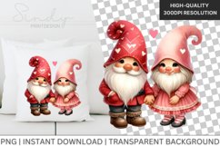 Valentine Gnomes watercolor clipart, Couple Clipart Product Image 1