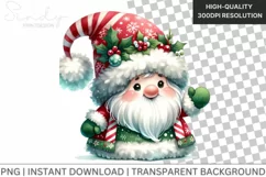 Cute Gnome Santa Watercolor Christmas Clipart Product Image 1