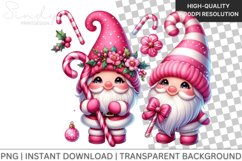 Cute Gnome Pink Watercolor Christmas Clipart Product Image 1