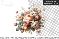 Vintage Flowers Watercolor Floral Clipart Product Image 1