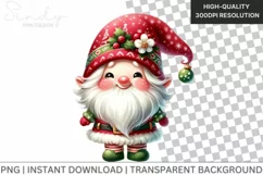 Cute Gnome Santa Watercolor Christmas Clipart Product Image 1