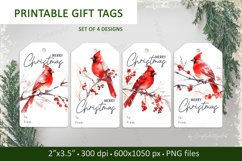 Cardinal Christmas Gift Tags, Merry Christmas printable PNG Product Image 1