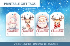 Merry Christmas Gift Tags: Santa Claus, Snowman, Reindeer Product Image 1