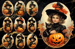 PNG Halloween sticker. Vintage victorian clipart cute kids pumpkin