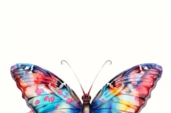 Watercolor Butterfly and Flower PNG Designs Instant Digital Product Image 3