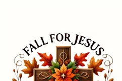 Fall for Jesus He Never Leaves Png, Christian Cross Product Image 3