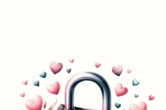 Lock and Key Love Retro PNG for Happy Valentines Day Product Image 3