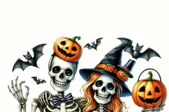 Skeleton Couple PNG Design for Halloween Crafting Product Image 3