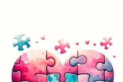 Watercolor Valentine, Heart Puzzle, Digital Download Product Image 3