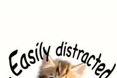 Easily Distracted By Cats And Books Png White Cat Quote Product Image 7