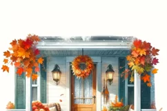 Autumn Porch Sublimation Print, Fall PNG Design for Crafting Product Image 3