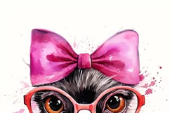 Funny Ostrich PNG with Pink Bow & Glasses Product Image 8