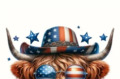 Highland Cow with Sunglasses, Memorial Day Freedom PNG Product Image 5